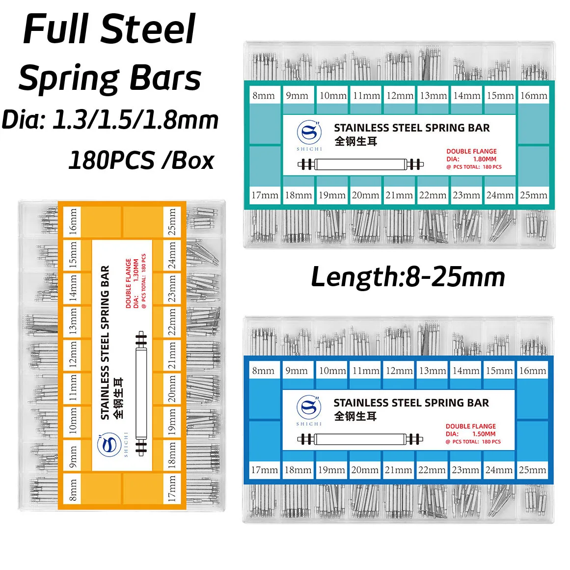 Spring Bar Tool Set - 180PCS 1.3mm 1.5mm 1.8mm Rvs Horlogeband