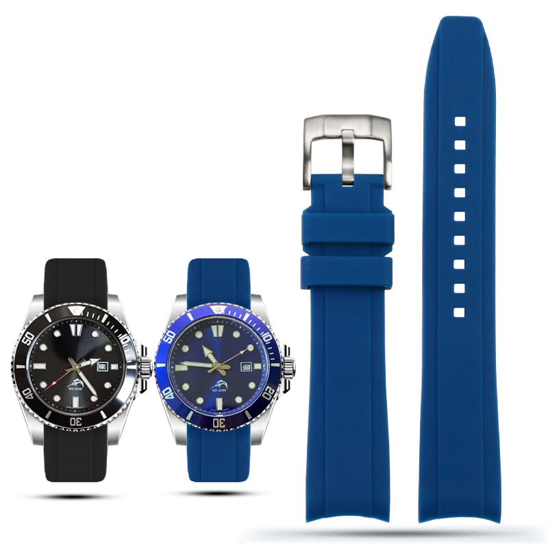 Rubber Strap Diver - 20mm 22mm Gebogen Einde Rubber Horlogeband