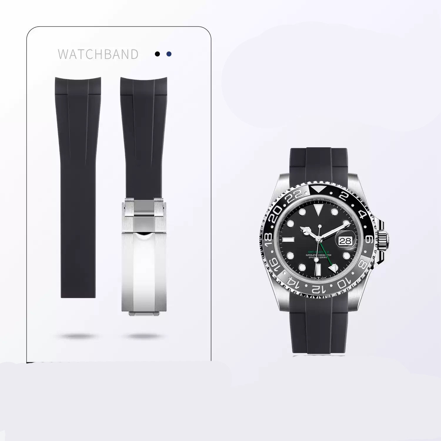 Rolex Watch Daytona - Rubberen horloge voor Rolex Zwart Groen